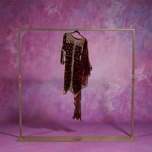 Elegant Maroon and Gold Embellished Net Sharara set